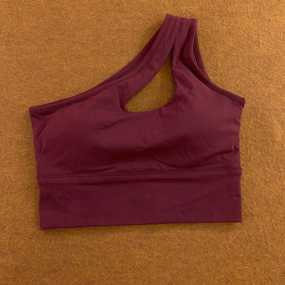 ILUS Womens Medium Burgundy One Shoulder Cutout Asymmetrical Sports Bra Top New